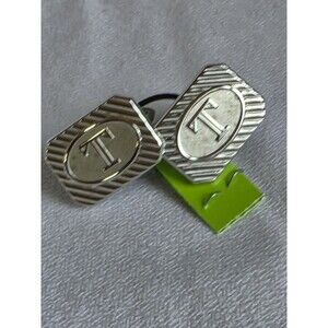 Vintage Mid Century Modern Swank “T INITIAL” Silver Tone Cuff Links 60's